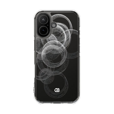 Black Impact MagSafe Phone Case for iPhone - Kinetic Wireframe Orbit