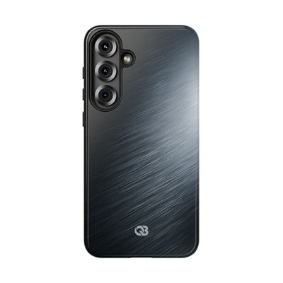 Grey Tough Phone Case for Samsung - Charcoal Brushed Steel