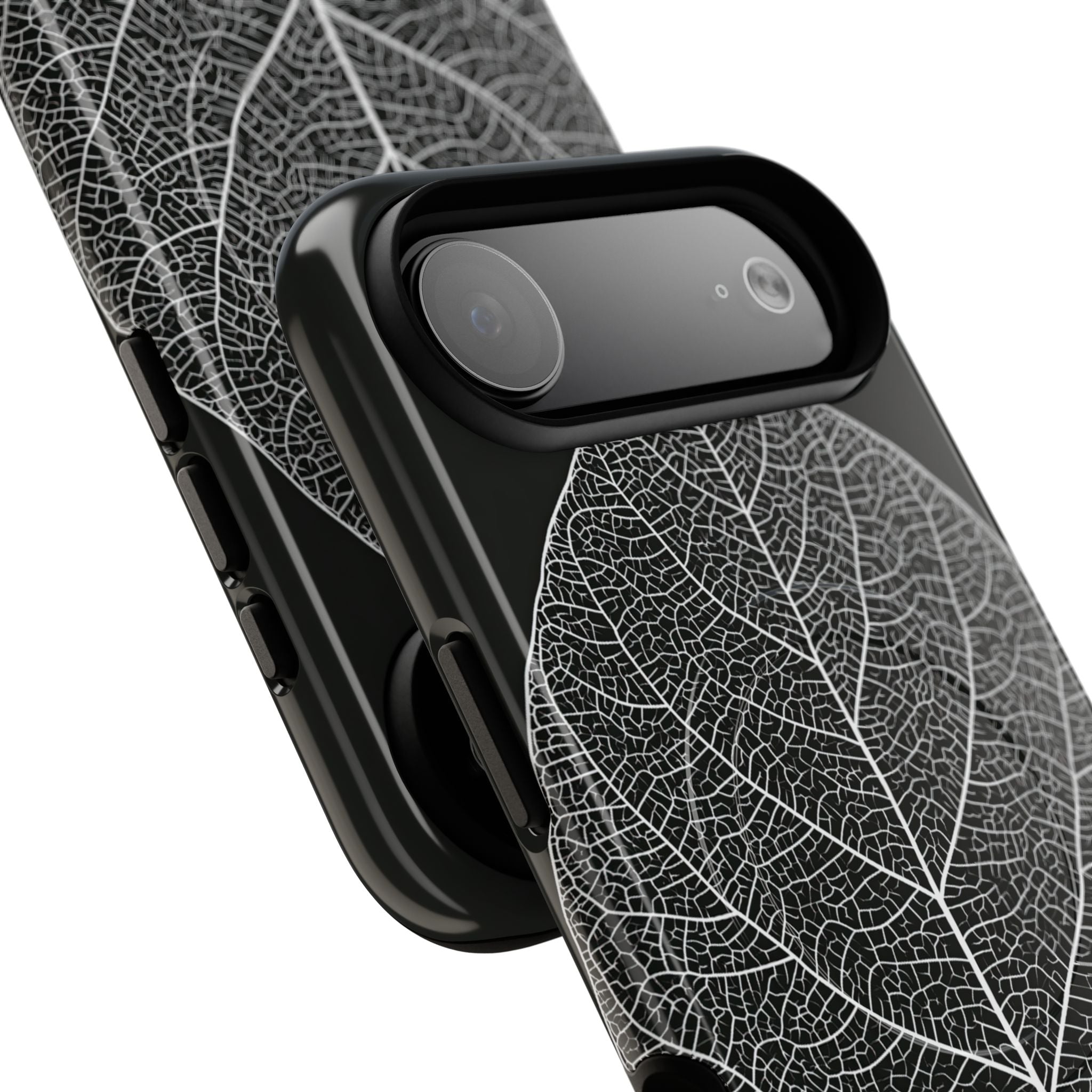 Black Tough 2.0 Magsafe Phone Case for iPhone - Bleached Leaf Lattice