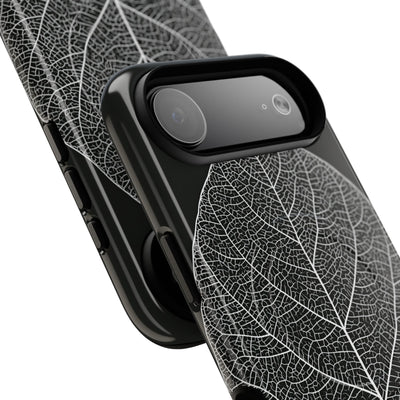 Black Tough 2.0 Magsafe Phone Case for iPhone - Bleached Leaf Lattice