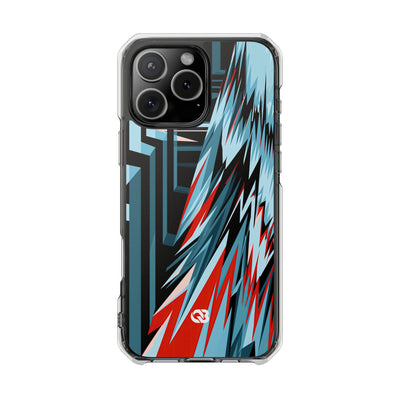 Blue Impact MagSafe Phone Case for iPhone - Glitch Peak Cyan