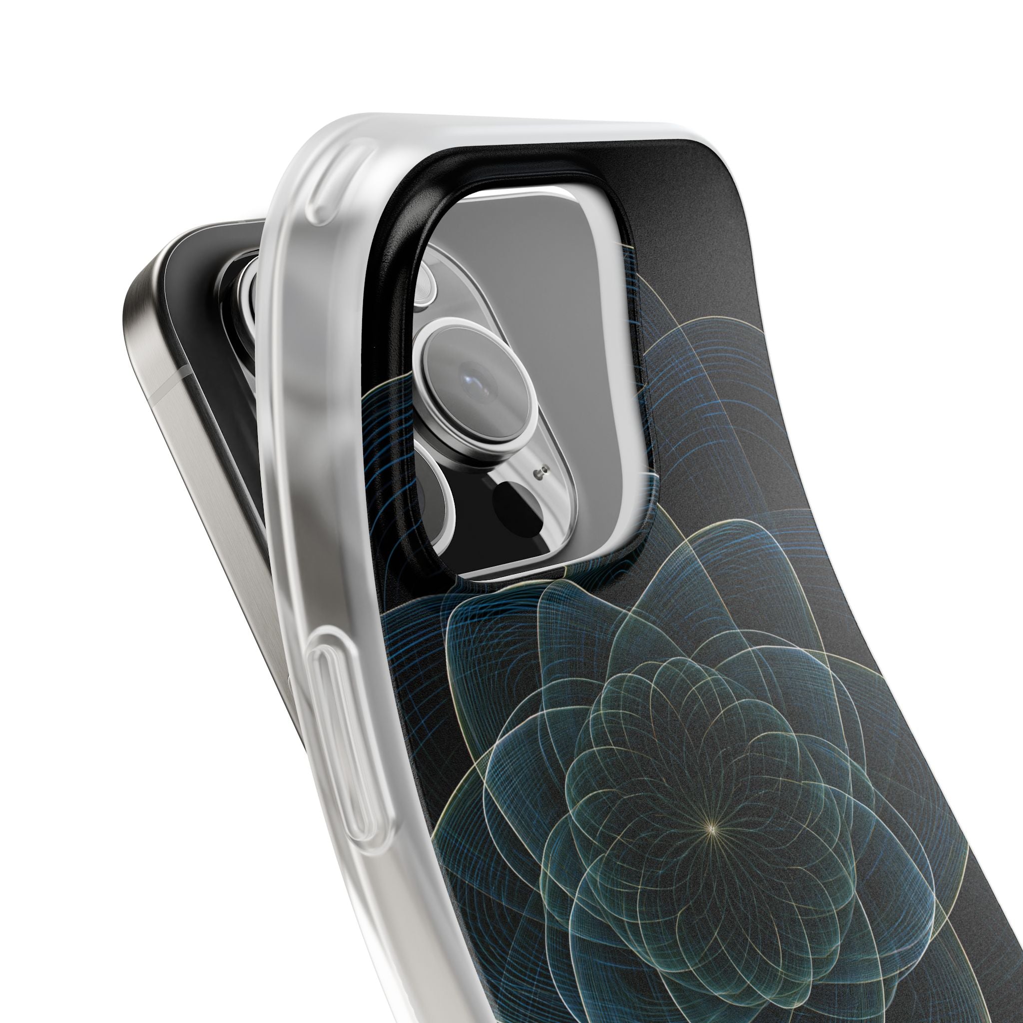 Blue Lite Phone Case for iPhone - Celestial Wireframe Bloom