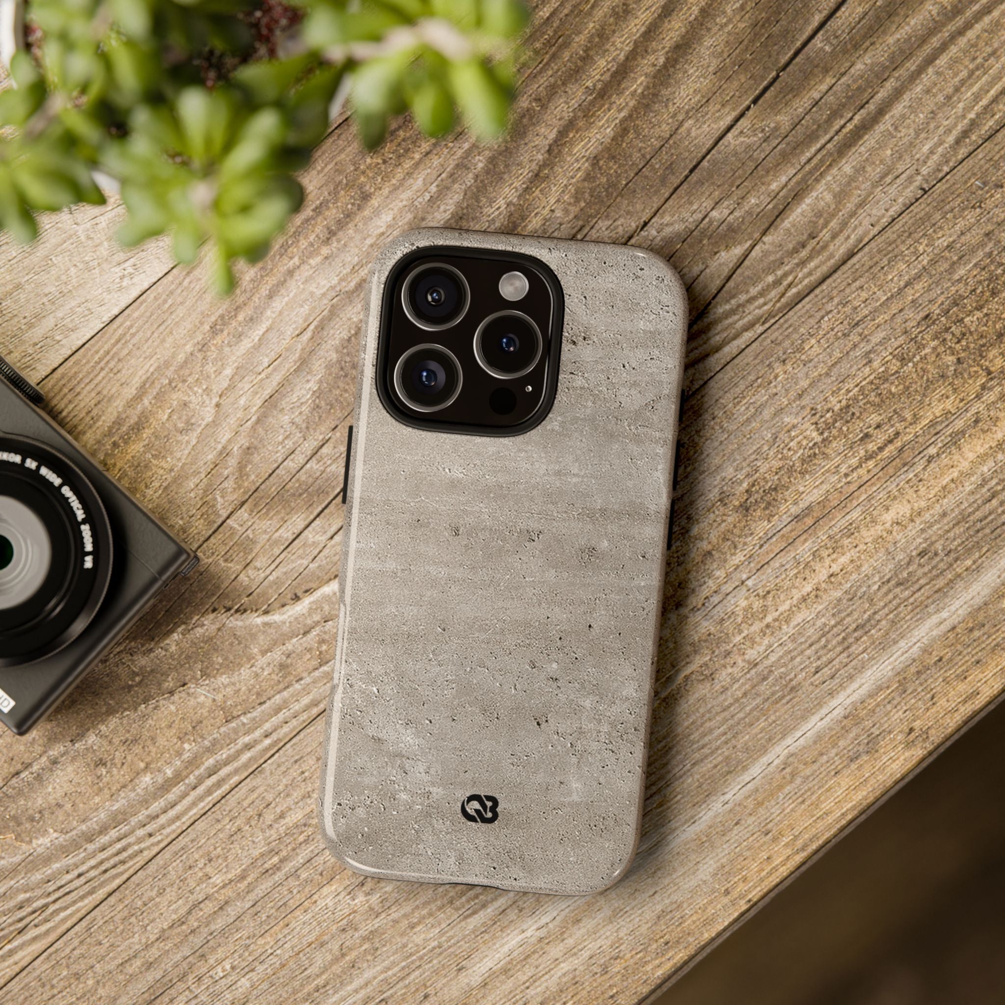 Grey Tough Phone Case for iPhone - Brutalist Stone Grit