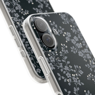 Black Lite Phone Case for iPhone - Midnight Slate Blossom