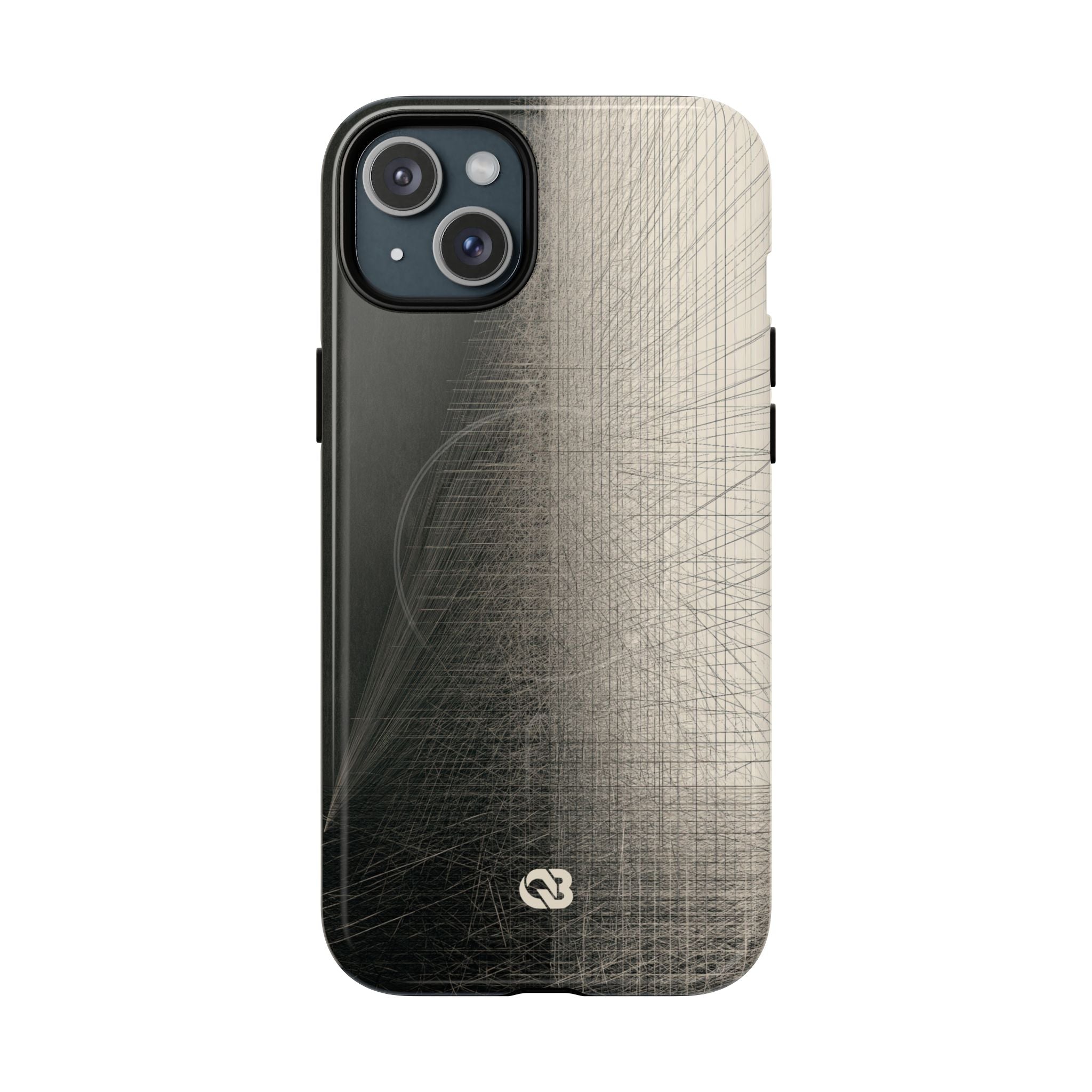 Beige Tough 2.0 Magsafe Phone Case for iPhone - Brutalist Graphite Grid