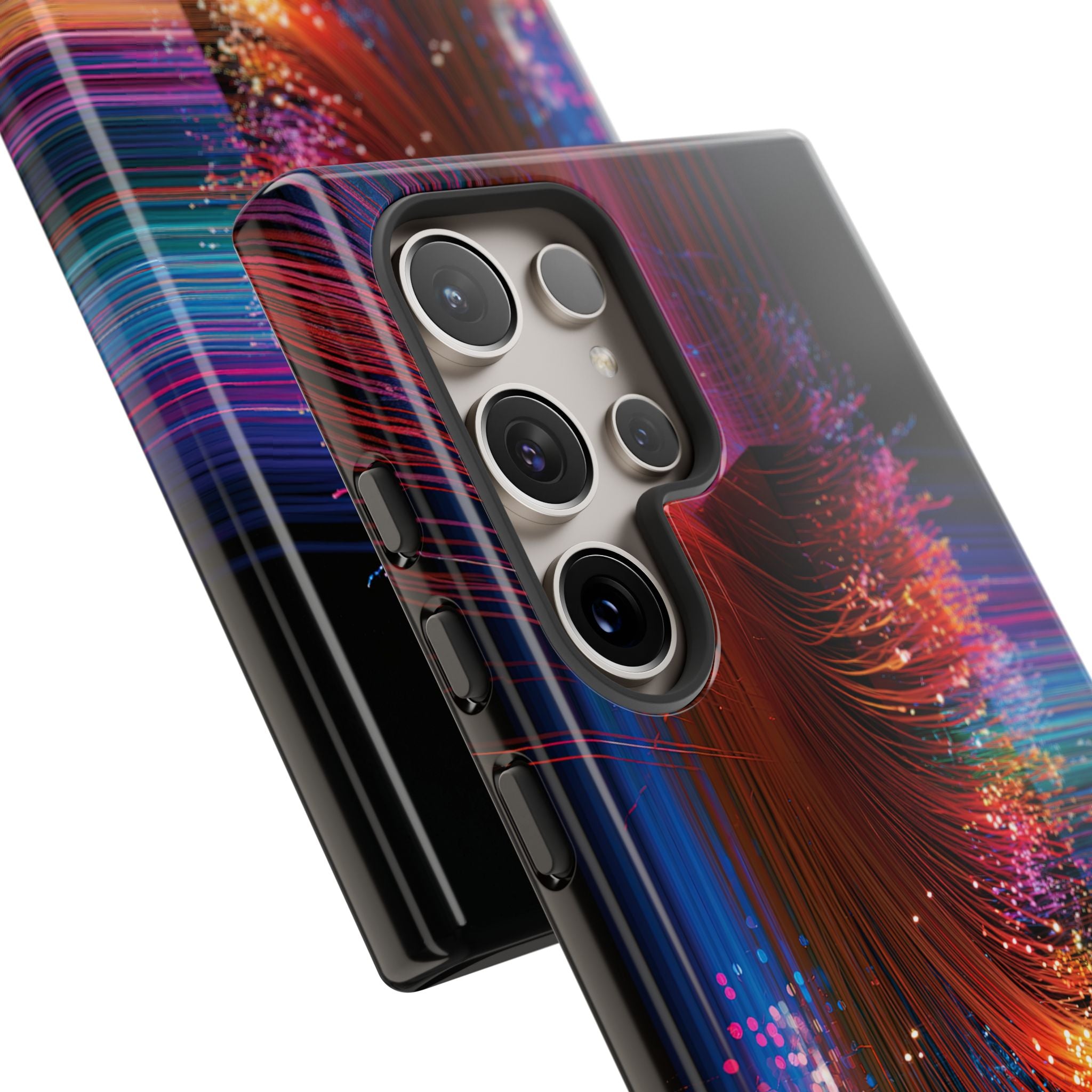 Black Tough Phone Case for Samsung - Cyber Optic Streak