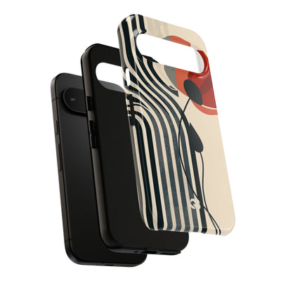 Beige Tough Phone Case for Google Pixel - Crimson Line Bloom