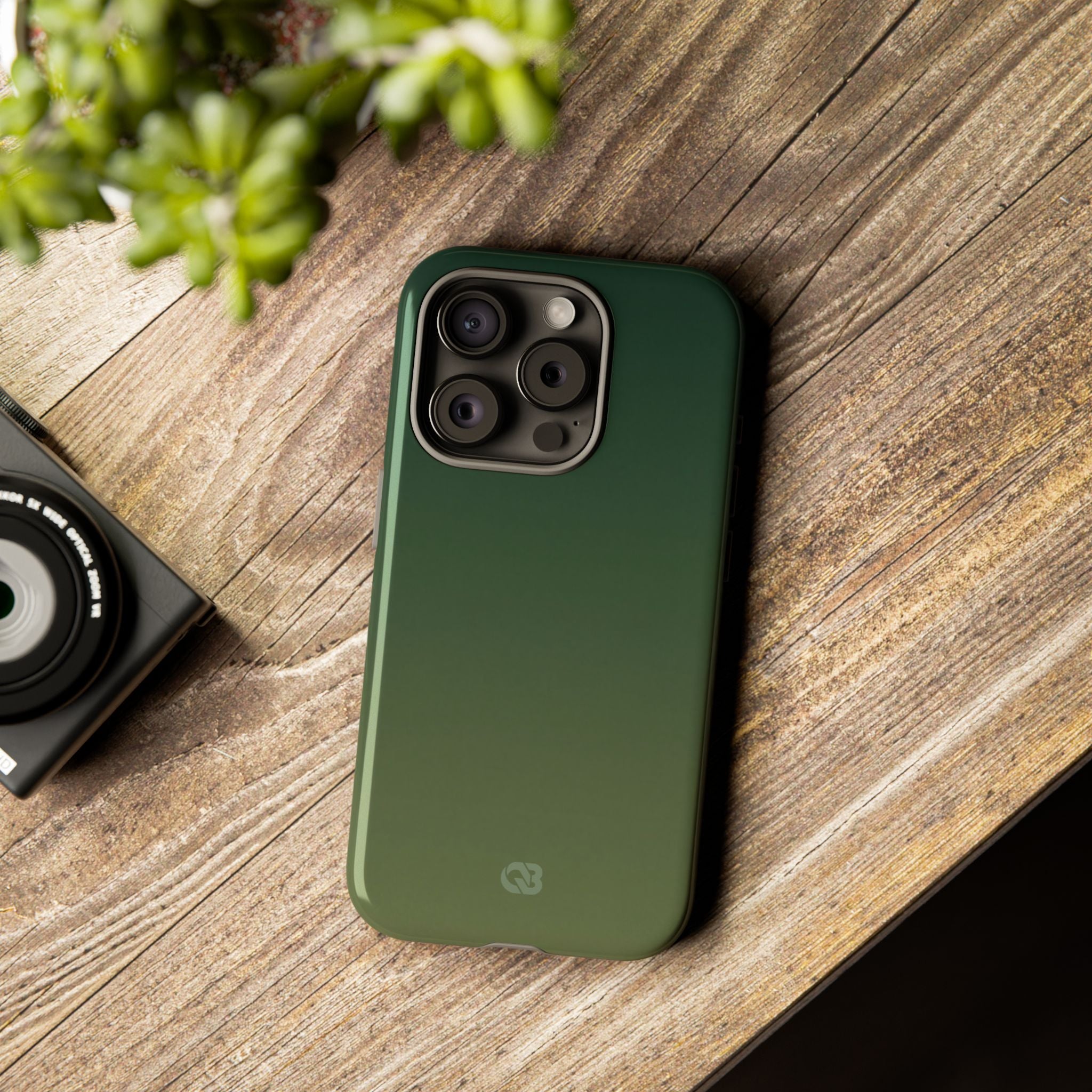 Green Tough Phone Case for iPhone - Shadow Moss Grain