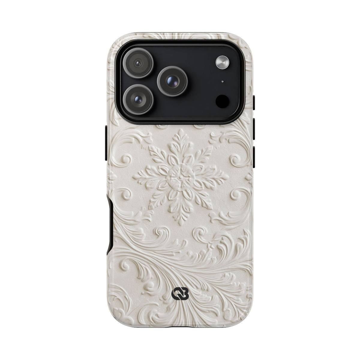 Ivory Baroque Relief · Tough Phone Case for iPhone · White