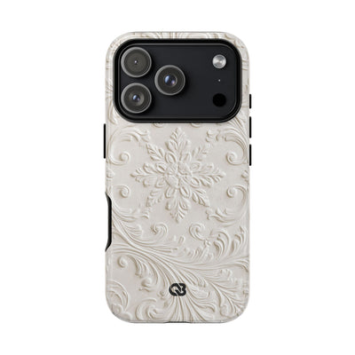 Ivory Baroque Relief · Tough Phone Case for iPhone · White