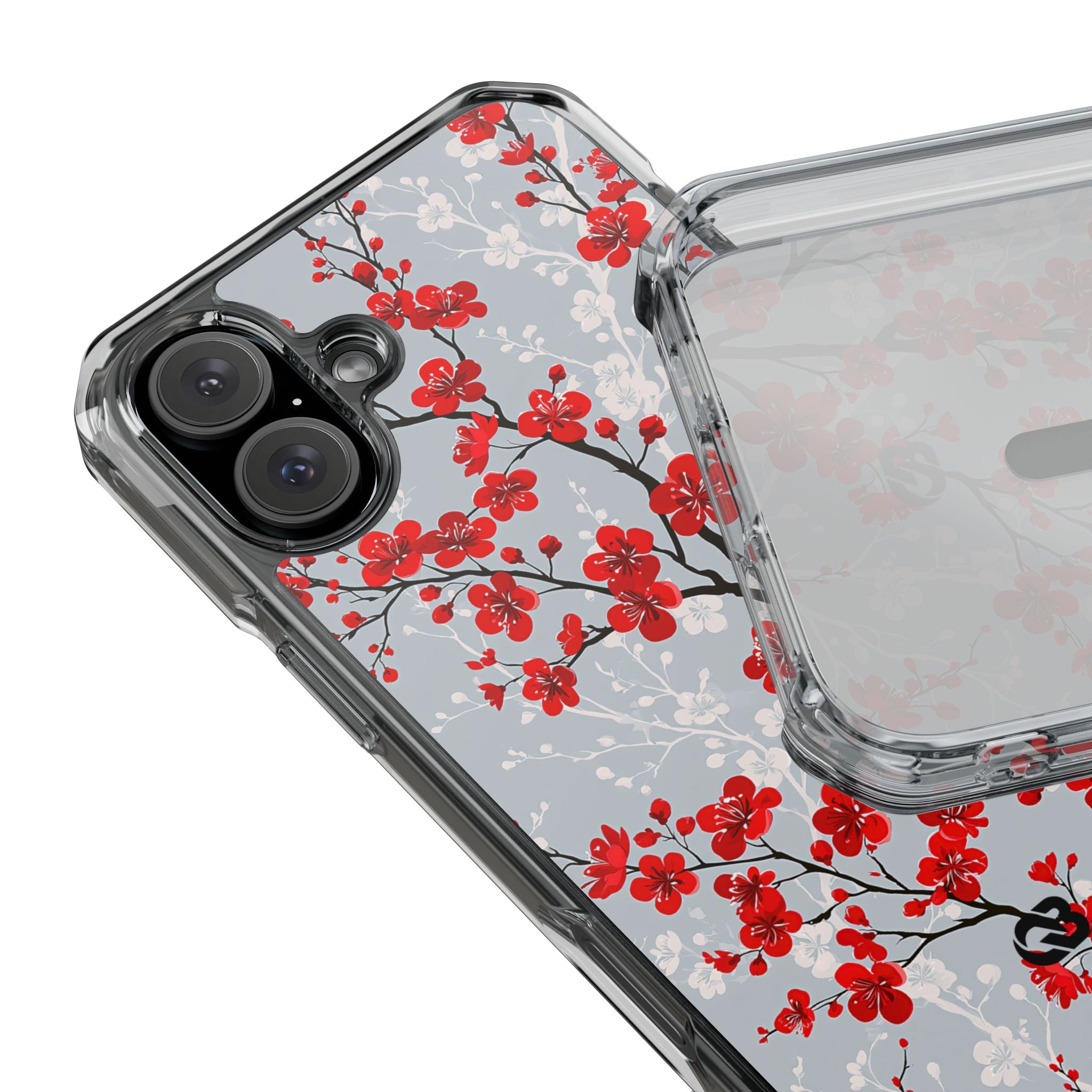 Grey Impact MagSafe Phone Case for iPhone - Crimson Sakura Slate