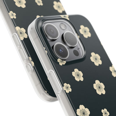 Teal Lite Phone Case for iPhone - Obsidian Cream Petals