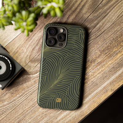 Green Tough Phone Case for iPhone - Dark Olive Plume