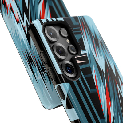 Blue Tough Phone Case for Samsung - Glitch Peak Cyan