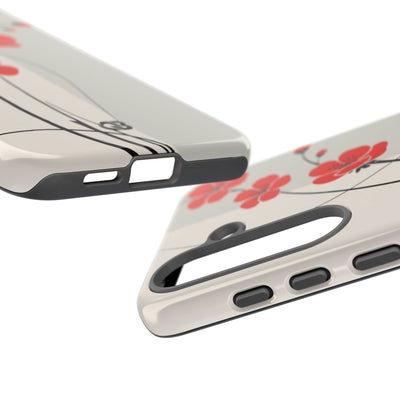 Beige Tough Phone Case for Samsung - Scarlet Ink Petals