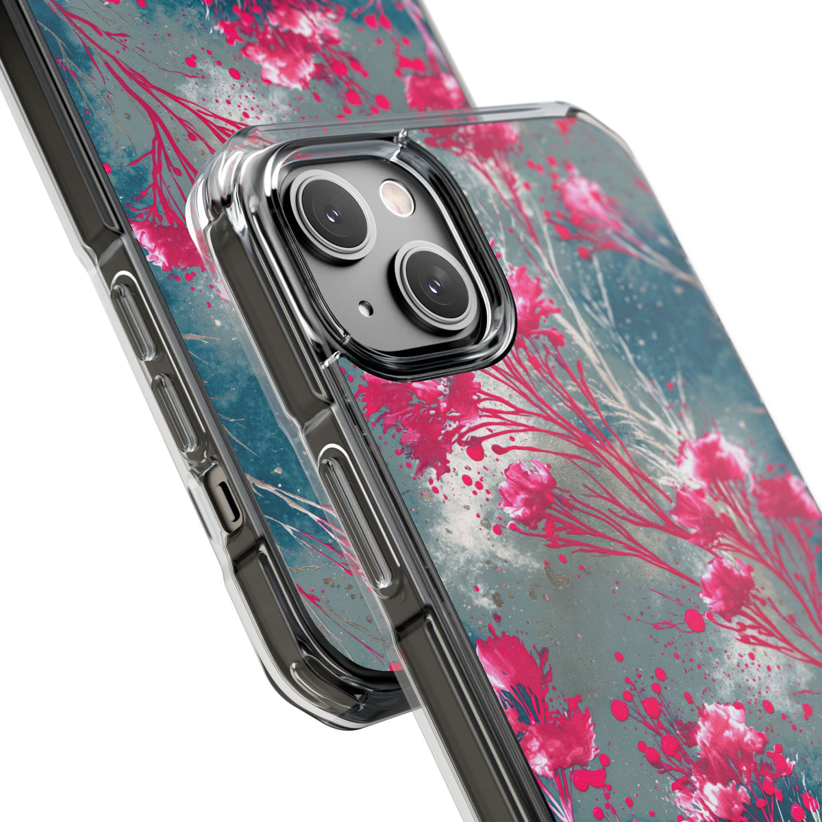 Cyber Blossom · Clear Impact Magnetic Phone Case for iPhone · Teal