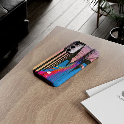 Blue Tough Phone Case for Samsung - Fractured Data Skyline