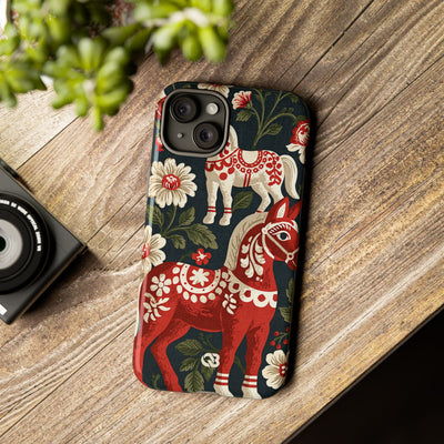 Nordic Dala Meadow · Tough Phone Case for iPhone · Red