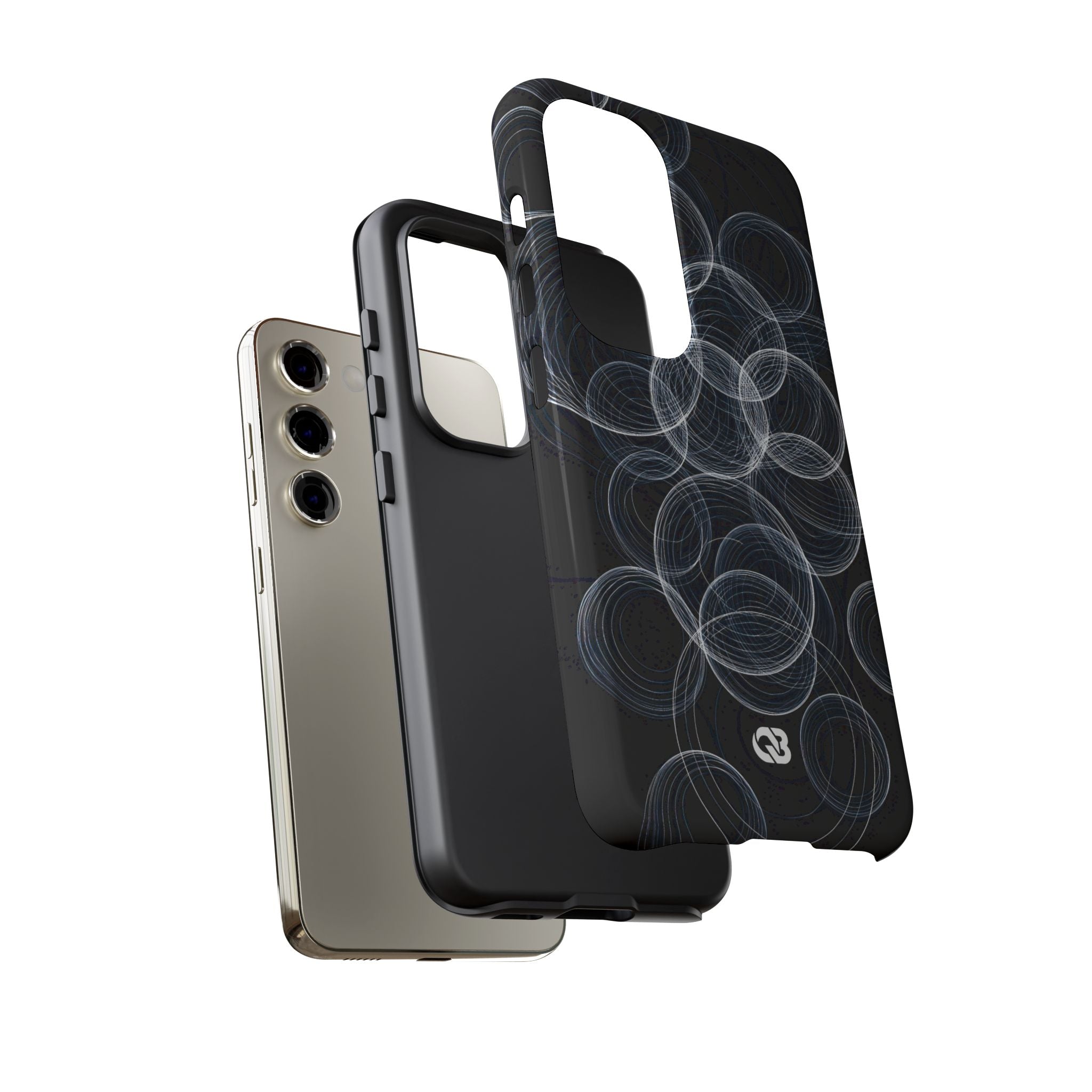 Black Tough Phone Case for Samsung - Frosted Ring Matrix