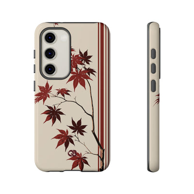Red Tough Phone Case for Samsung - Crimson Momiji Stripe