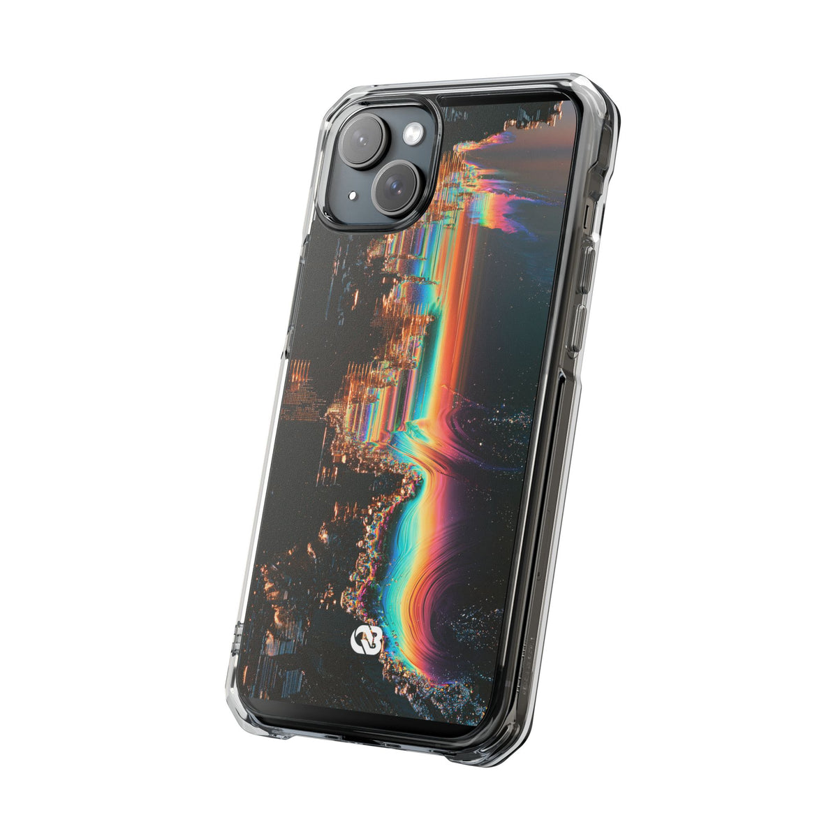Prismatic Circuit · Clear Impact Magnetic Phone Case for iPhone · Black