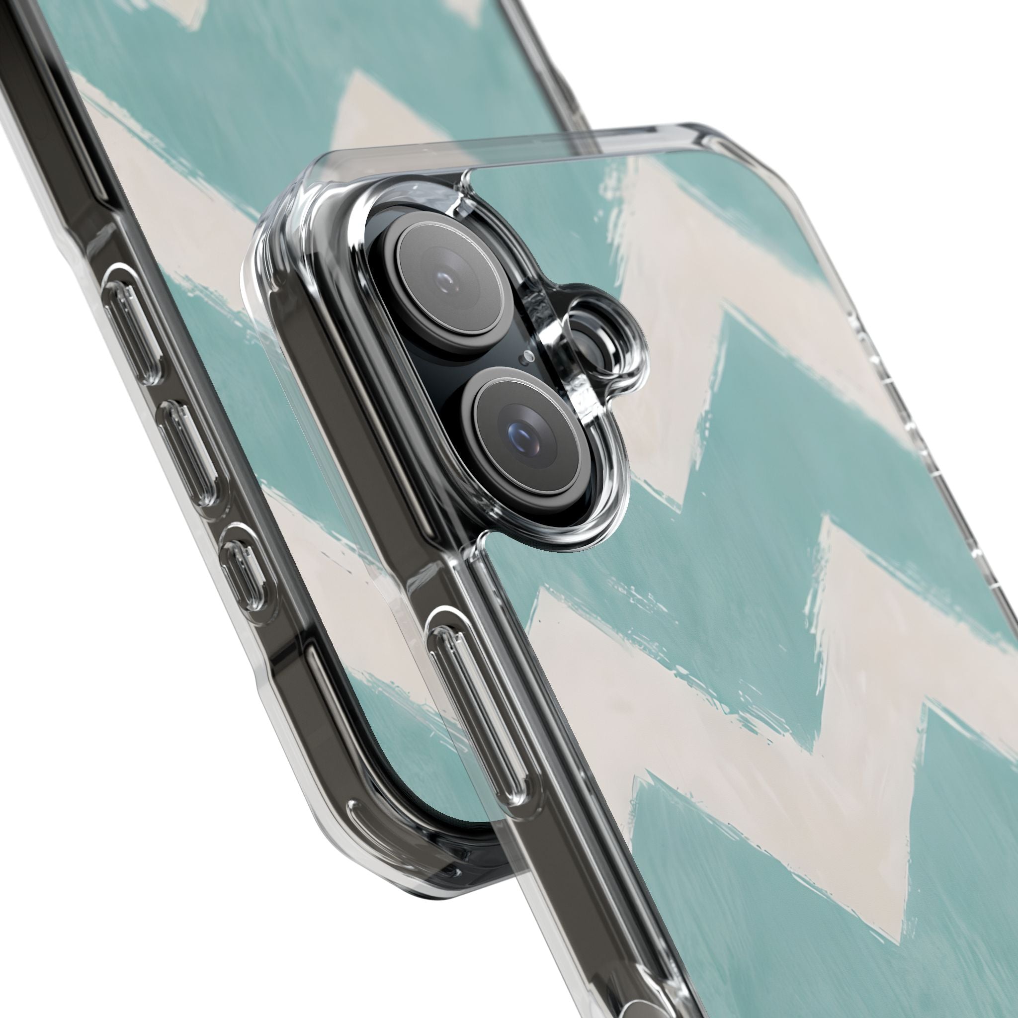 Teal Painted Chevron · Impact Coque de téléphone pour iPhone · Magsafe