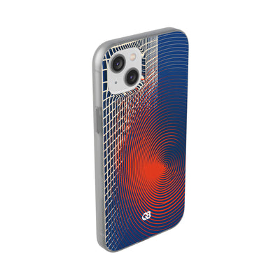 Blue Lite Phone Case for iPhone - Orange Orbit Grid