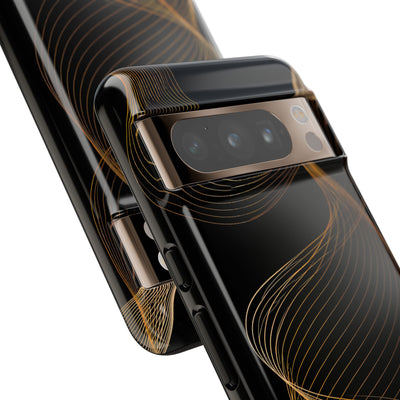 Golden Contour Flow · Tough Phone Case for Pixel ·  Black