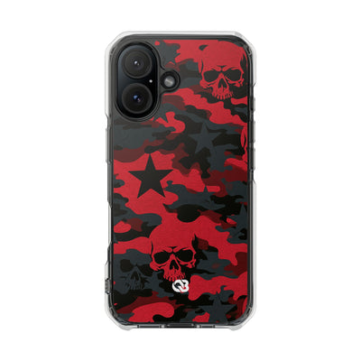 Crimson Skull Camo · Clear Impact Magnetic Phone Case for iPhone · Red