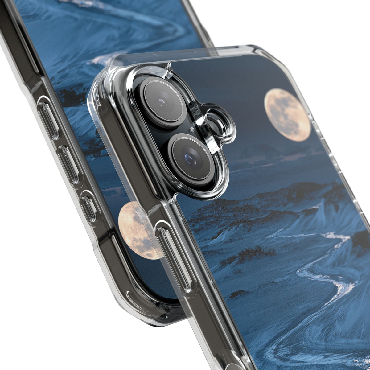 Arctic Moon Drift · Clear Impact Magnetic Phone Case for iPhone · Blue