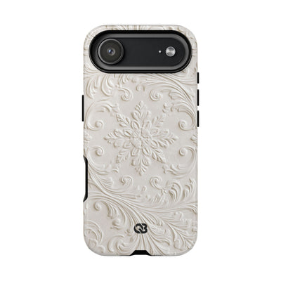 Ivory Baroque Relief · Tough Phone Case for iPhone · White