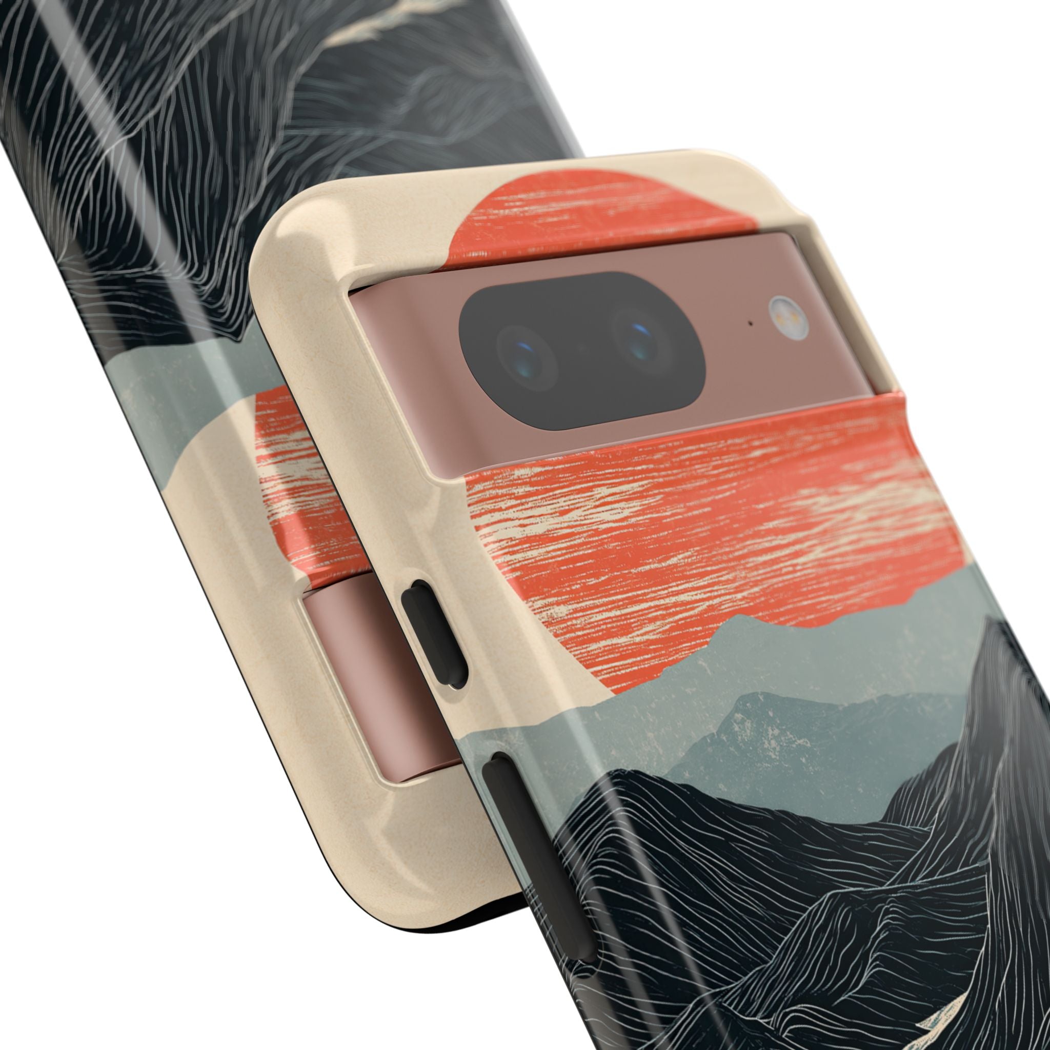Beige Tough Phone Case for Google Pixel - Crimson Ridge Flow