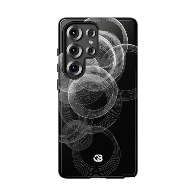 Black Tough Phone Case for Samsung - Kinetic Wireframe Orbit