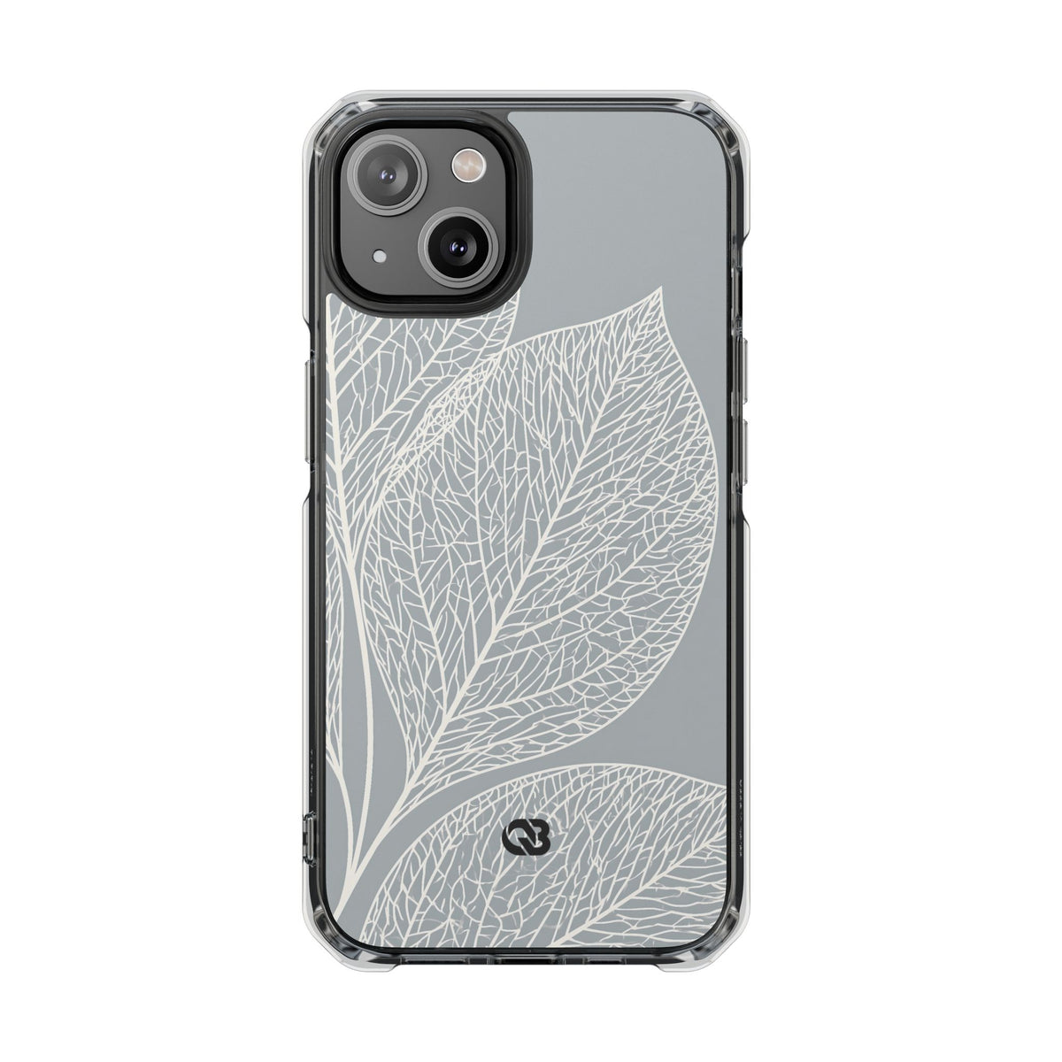 Minimal Leaf Skeleton · Clear Impact Magnetic Phone Case for iPhone ·  Grey