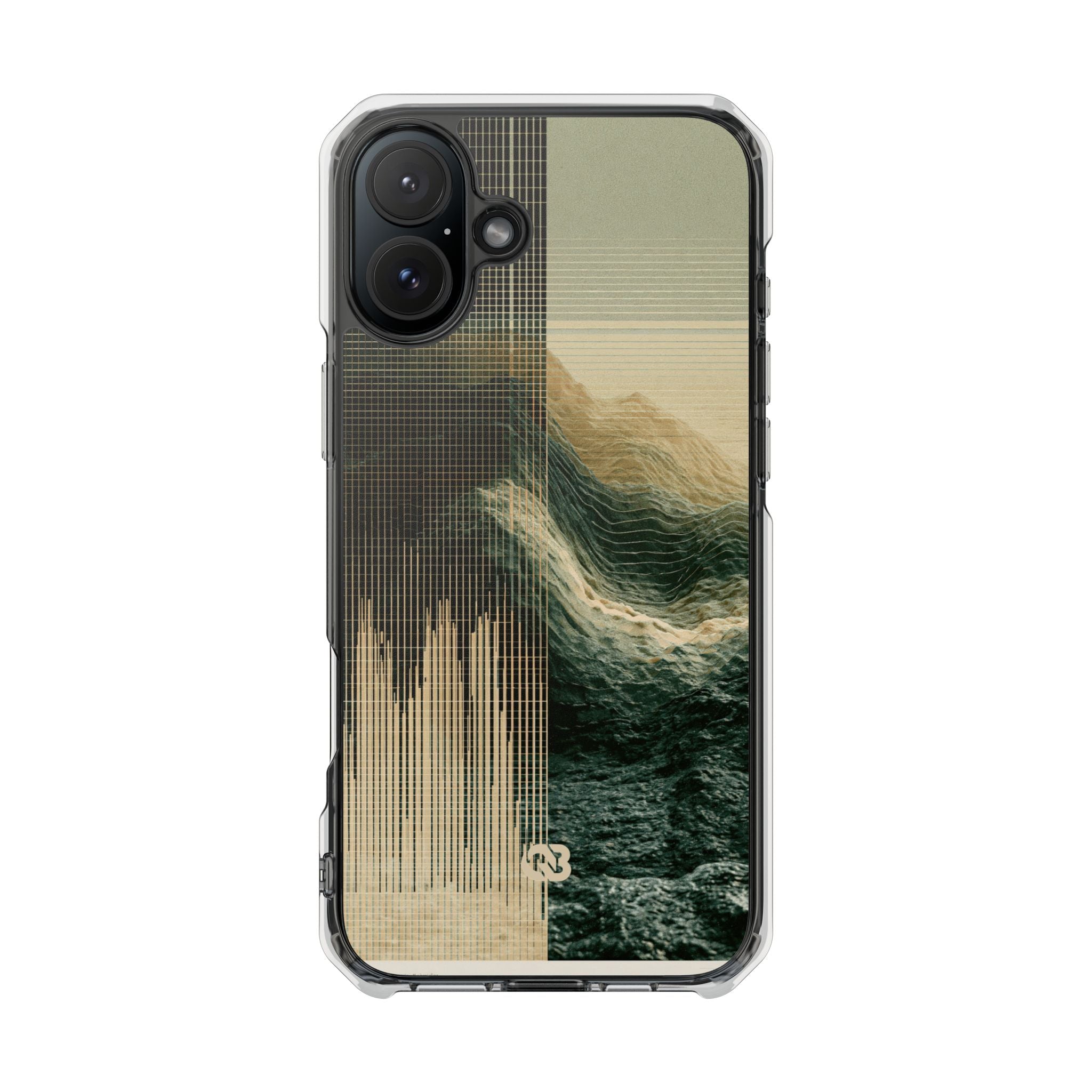 Beige Impact MagSafe Phone Case for iPhone - Veridian Data Ridge