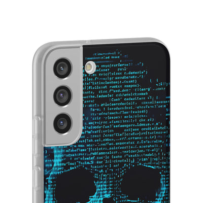 Cyan Glitch Skull · Soft Handyhülle für Samsung