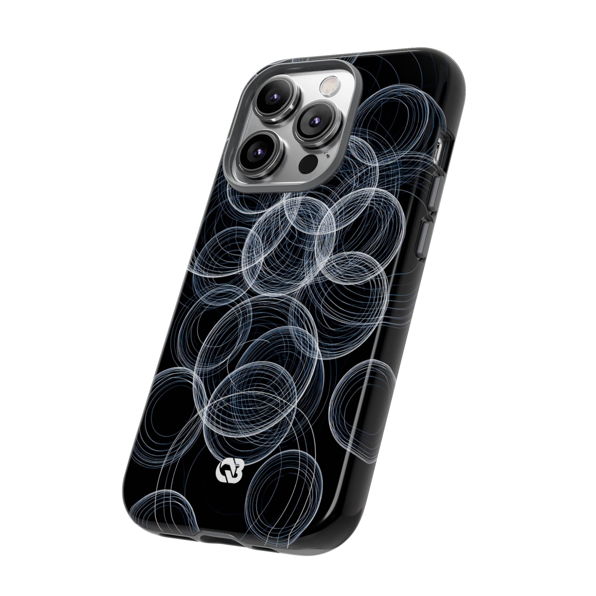 Black Tough Phone Case for iPhone - Frosted Ring Matrix