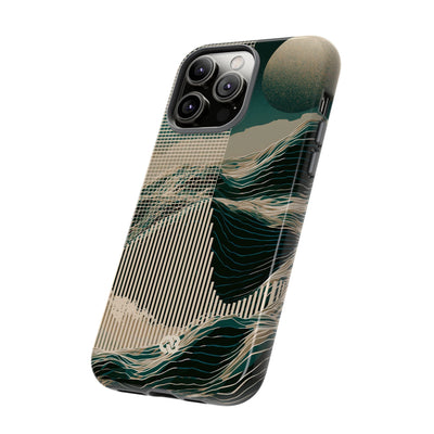 Green Tough Phone Case for iPhone - Lunar Moss Topography