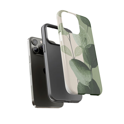 Green Tough Phone Case for iPhone - Sage Leaf Skeletals