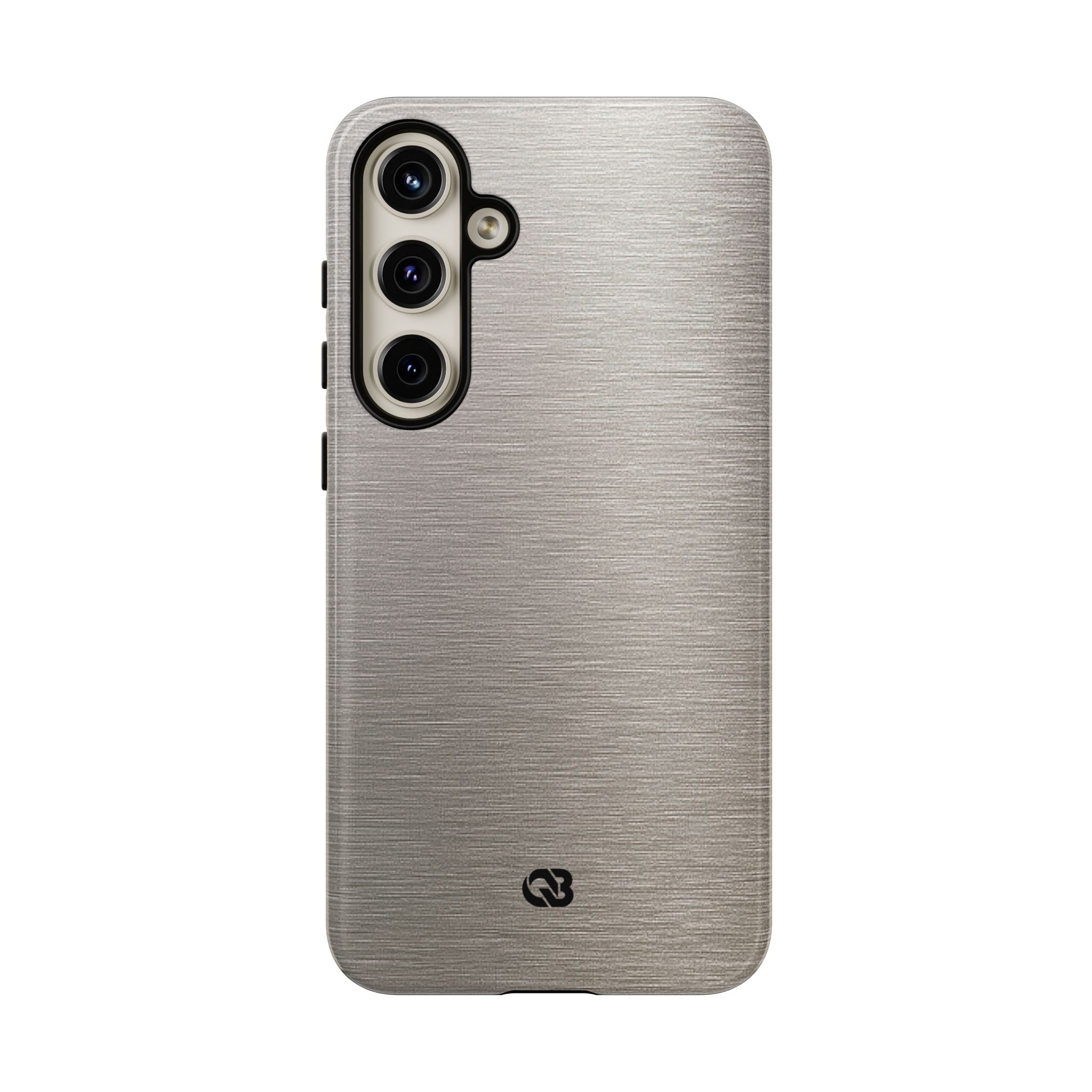 Grey Tough Phone Case for Samsung - Brushed Nickel Linen