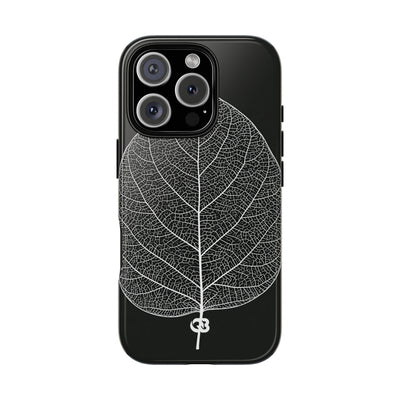 Black Tough Phone Case for iPhone - Bleached Leaf Lattice