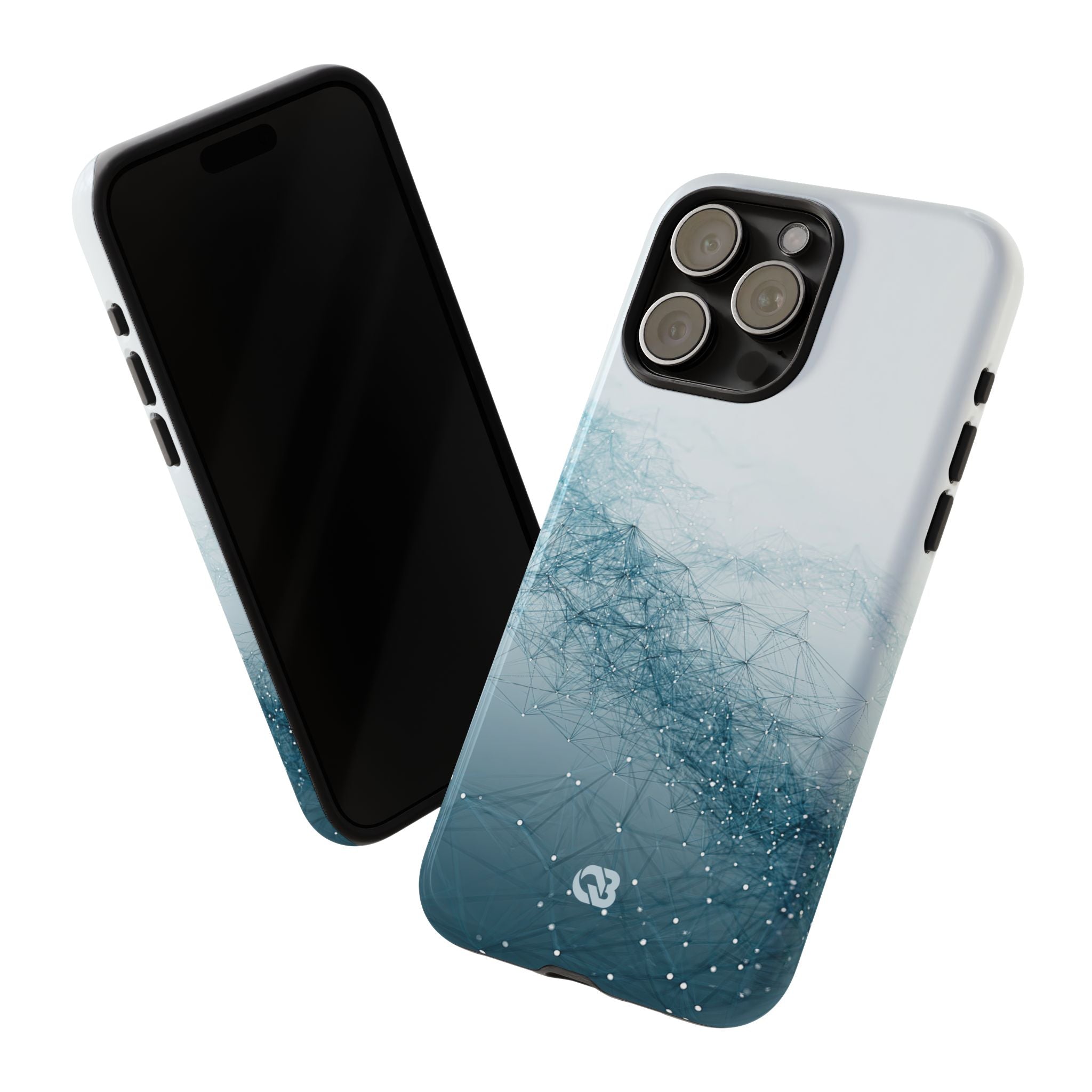 Teal Tough Phone Case for iPhone - Cyan Vector Lattice