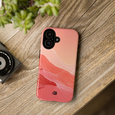 Red Tough Phone Case for iPhone - Crimson Ridge Contour