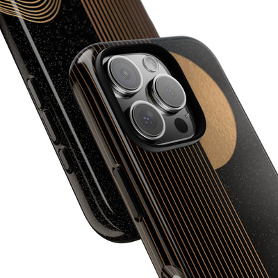 Gold Tough Phone Case for iPhone - Gilded Obsidian Dunes