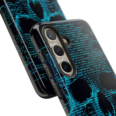 Cyan Glitch Skull · Tough Phone Case for Samsung