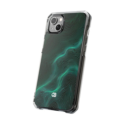 Emerald Topo Ridge · Clear Impact Magnetic Phone Case for iPhone · Green