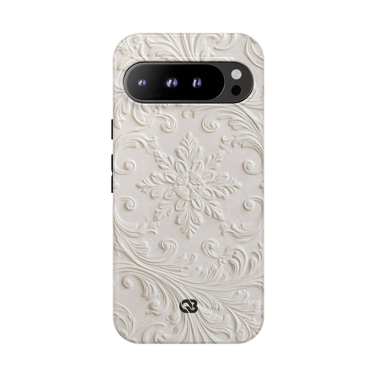 Ivory Baroque Relief · Tough Phone Case for Pixel ·  White