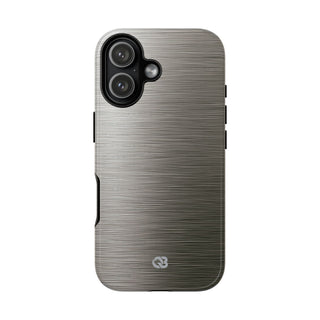 Grey Tough Phone Case for iPhone - Brushed Industrial Steel
