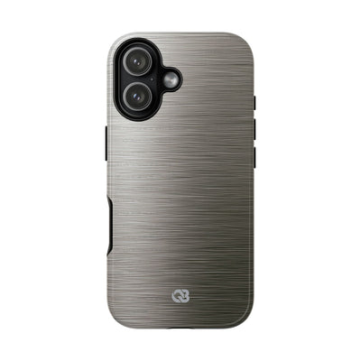 Grey Tough Phone Case for iPhone - Brushed Industrial Steel