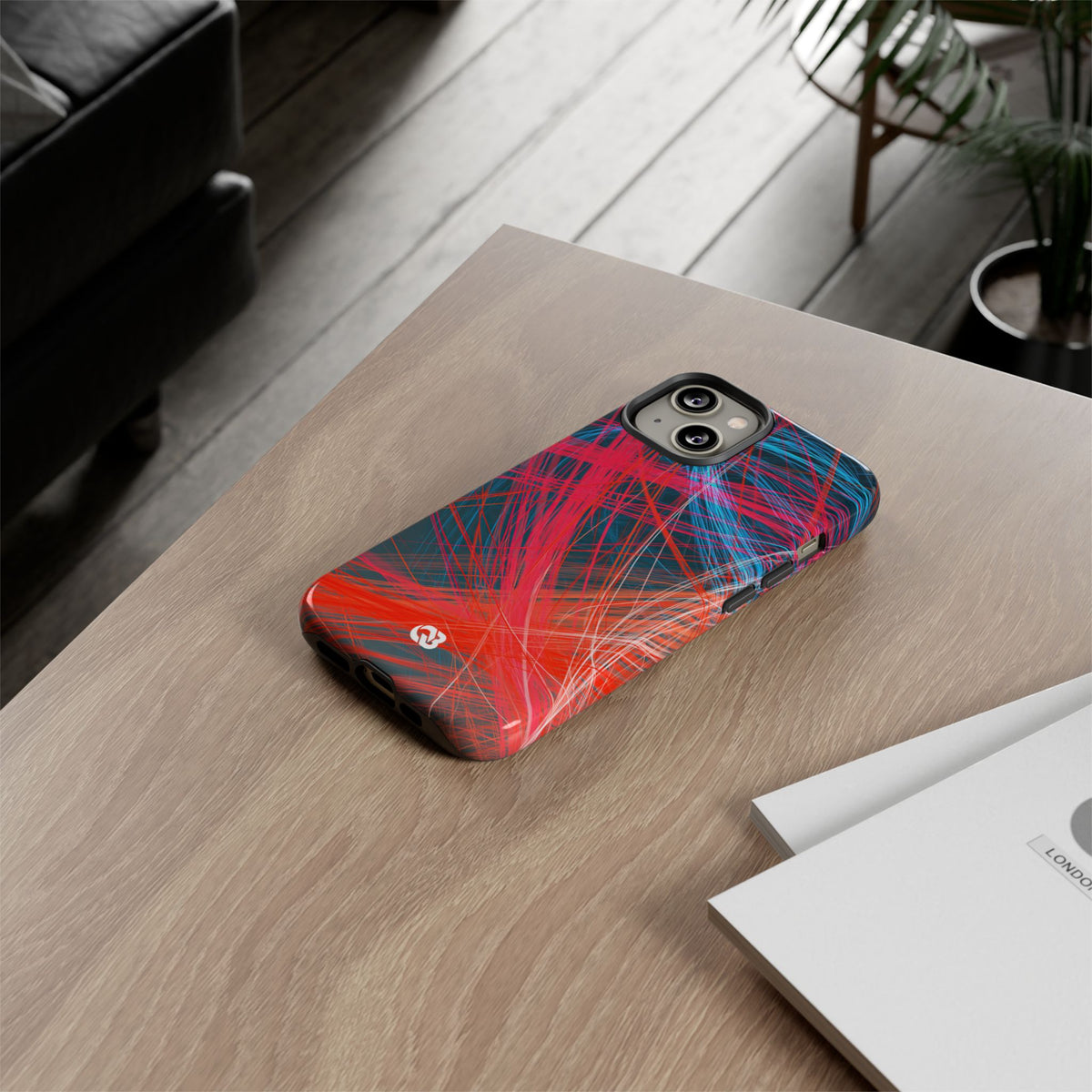 Neon Fiber Stream · Tough Phone Case for iPhone · Red